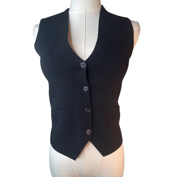 ZARA Black Small Vest With Button Closure Fitted Knit Design - Picture 12 of 14